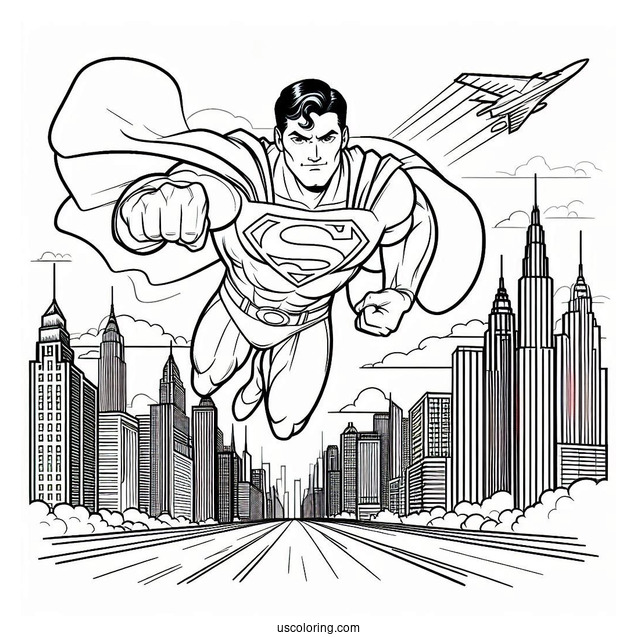 Superman Flying Through City Skyline