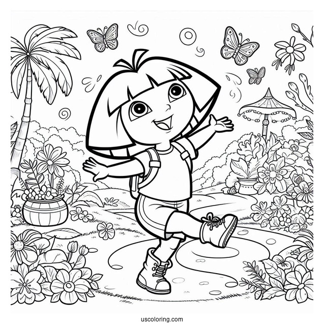 Dora And Boots Dancing On a Path