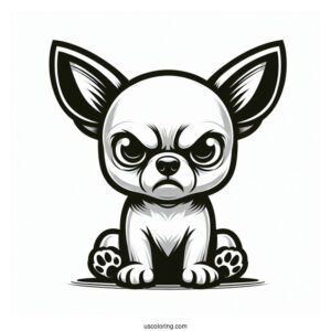 Easy Angry Chihuahua Coloring Page For Kids