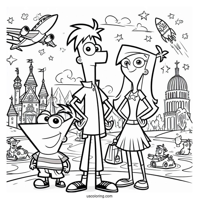 Simple Phineas And Ferb Coloring Page