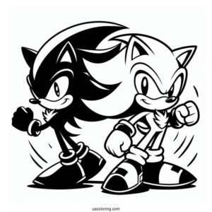 Shadow Coloring Page And Sonic Playing Side By Side