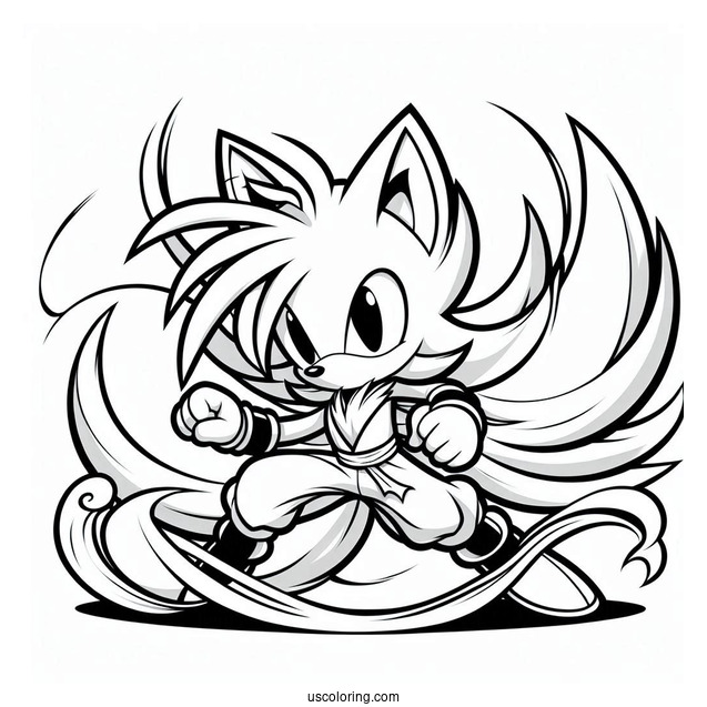 Shadow Fighting Tails Coloring Page