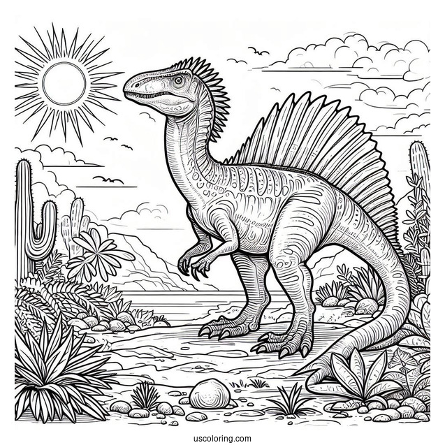 Detailed Spinosaurus Coloring Page Standing Under The Sun