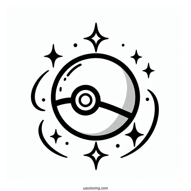 Pokéball Coloring Page Of Simple Pikaball Outline For Preschoolers