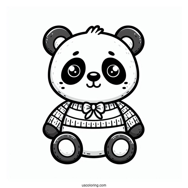 Cute Panda Teddy To Color For Kids
