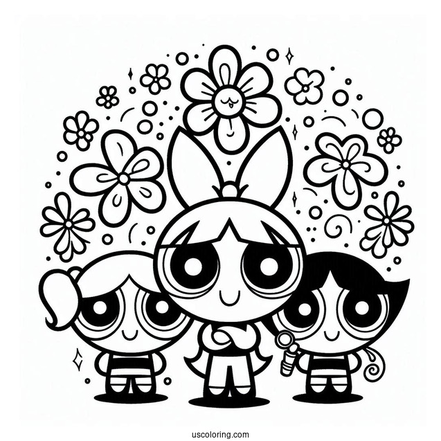 Bubbles, Blossom, And Buttercup With Professor Utonium