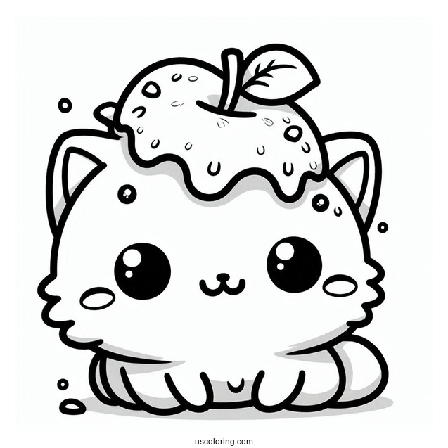 Kawaii Cat With Crushed Apple On Its Head