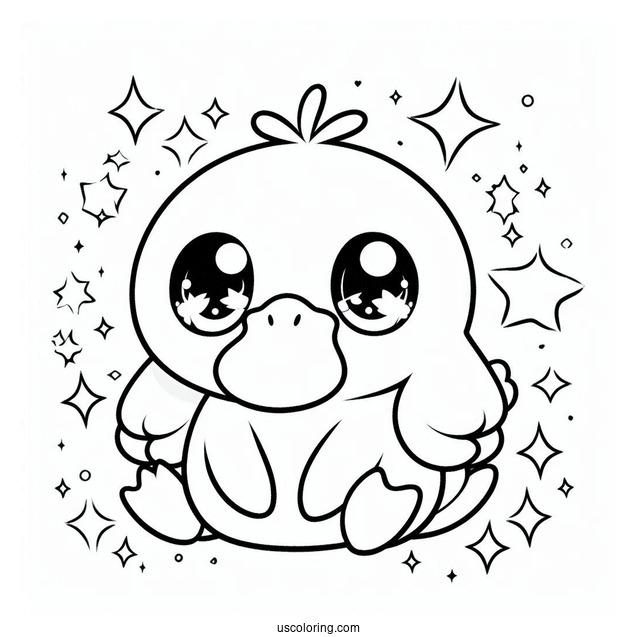 Starry Eyed Psyduck Coloring Page For Kids