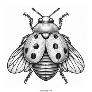 Top View Orange Lady Beetle Coloring Page