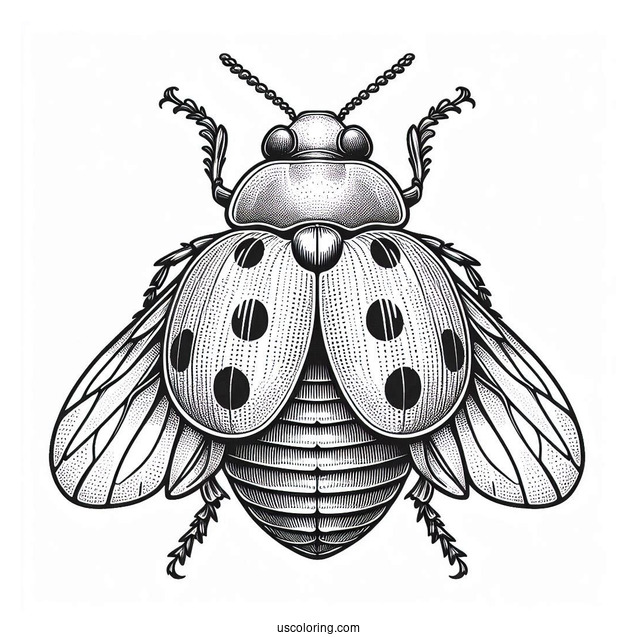 Top View Orange Lady Beetle Coloring Page