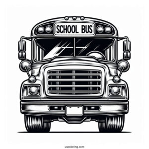 Front View Of School Bus To Color