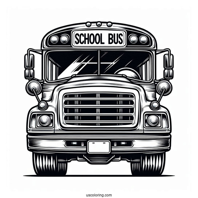 Front View Of School Bus To Color