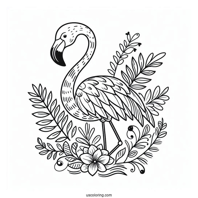 Tropical Flamingo To Color
