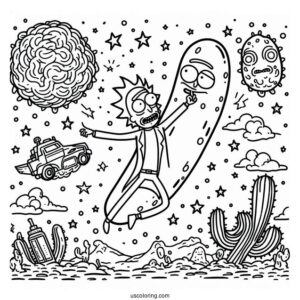 Pickle Rick Coloring Page