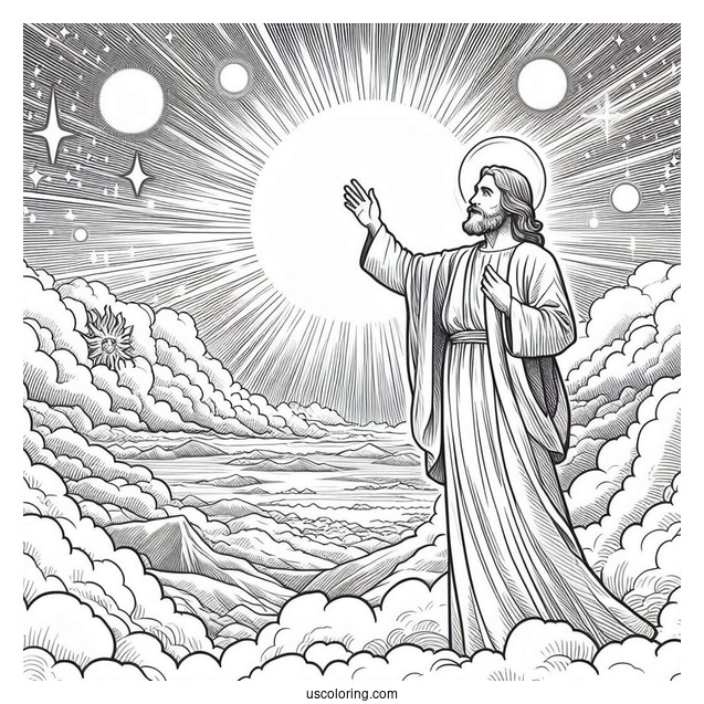 Christ In The Heavens Coloring Page