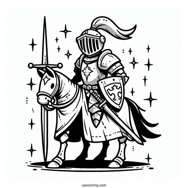 Easy Knight Coloring Sheet For Kids