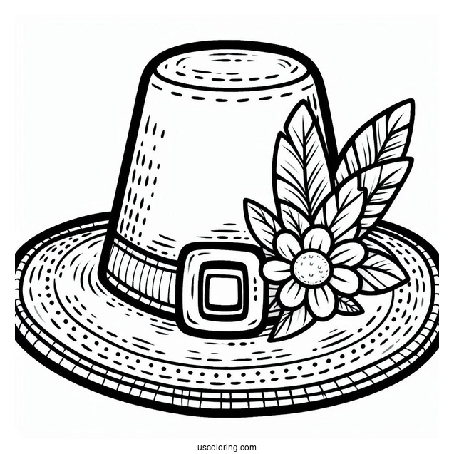 Pilgrim Coloring Page Hat Outline For Preschoolers