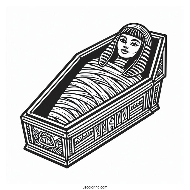 Mummy Coloring Page Of Simple Open Egyptian Coffin
