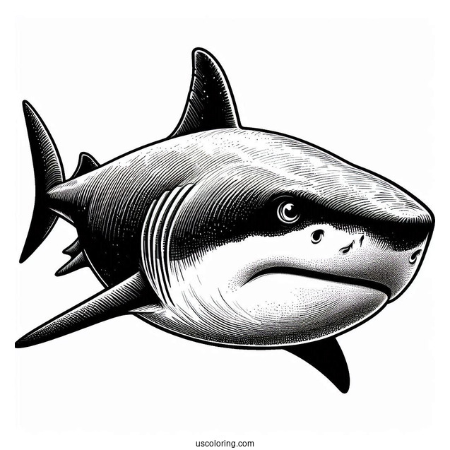 Close Up Of Bull Shark Coloring Page