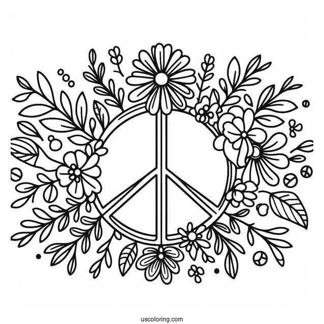 Floral Peace Coloring Page