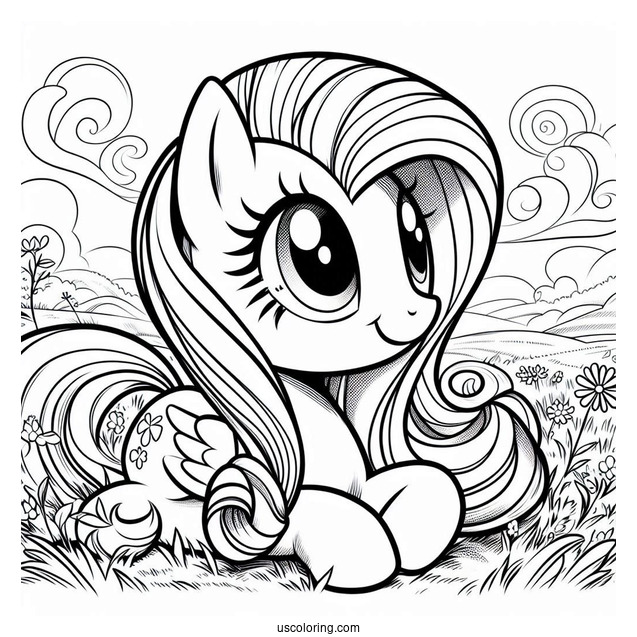 Smiling Fluttershy, Rarity, and Twilight Sparkle in Field