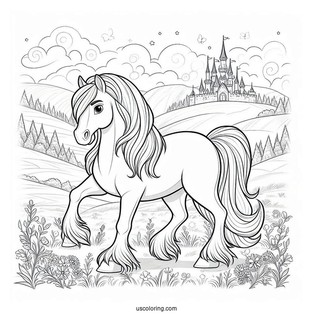 Coloring Sheet Of Maximus The Horse From Tangled