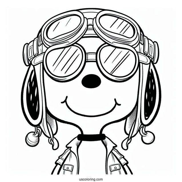Snoopy Wearing Pilot Googles To Color