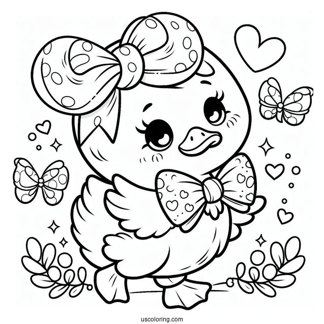 Cute Coloring Page Duck Wearing A Bowtie