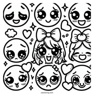 Emoji Coloring Page Of Emotions And Feelings List For Kids