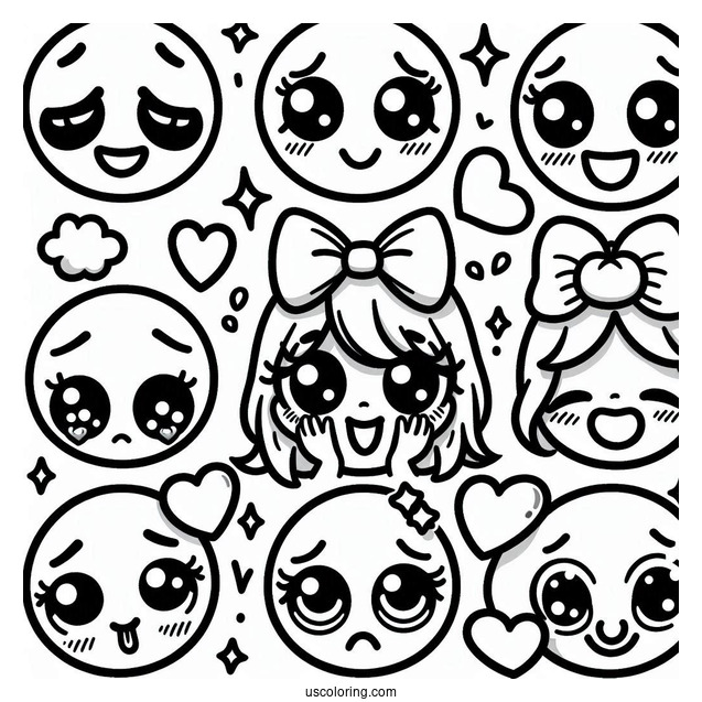 Emoji Coloring Page Of Emotions And Feelings List For Kids