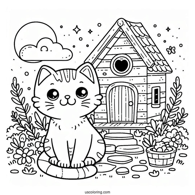 Cat Sitting Outside Cat House