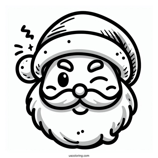 Winking Santa Face Coloring Sheet