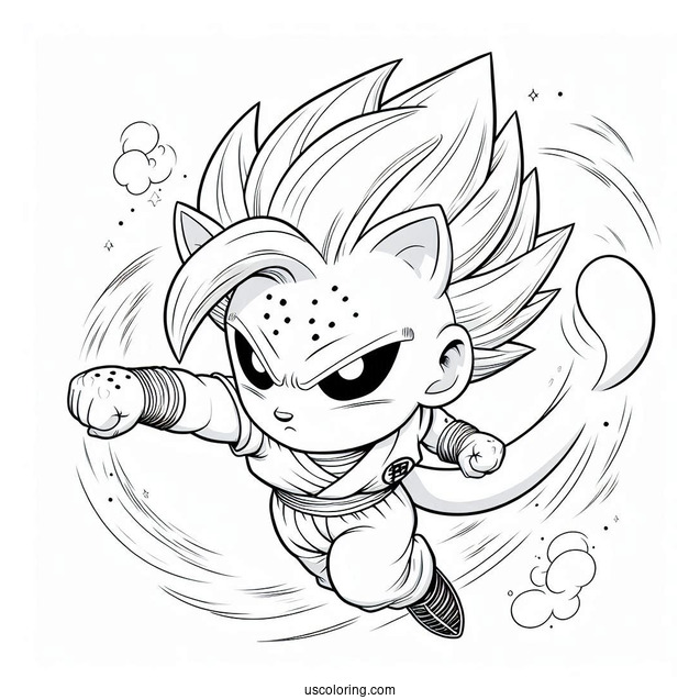 Dragon Ball Z Coloring Page Of Chiaotzu Flying Punch Pose For Kids