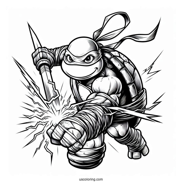 Ninja Turtles Coloring Page Of Simple Leatherhead Charging