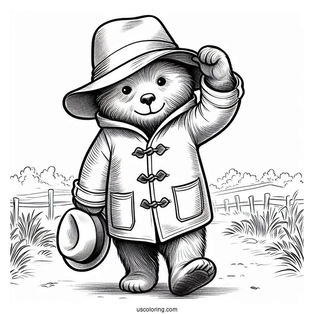 Paddington Coloring Page Tipping His Hat For Preschoolers