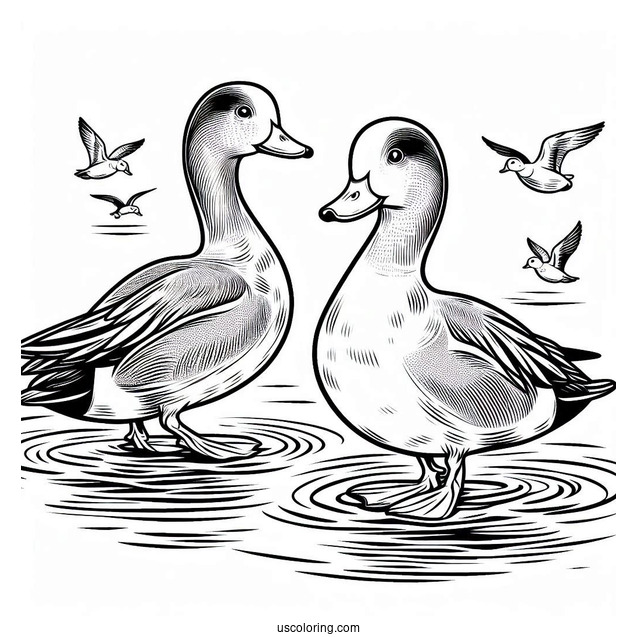 Two American Wigeon Ducks