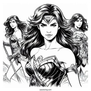Realistic Justice League Coloring Page Wonder Woman