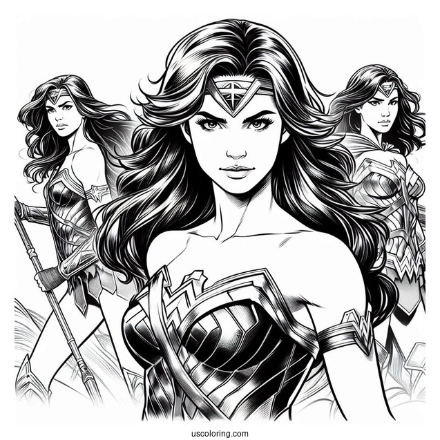 Realistic Justice League Coloring Page Wonder Woman