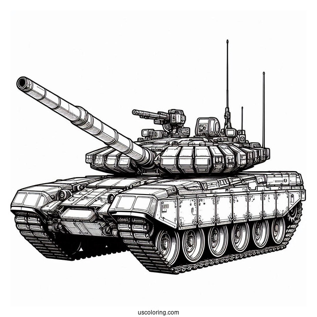 Realistic T-90M Russian Tank Coloring In
