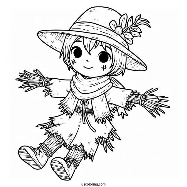 Stitch Clinging To A Scarecrow Coloring Page For Kids