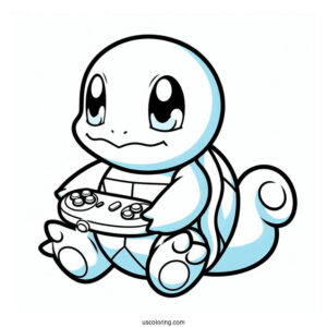 Squirtle Coloring Page Holding Game Boy