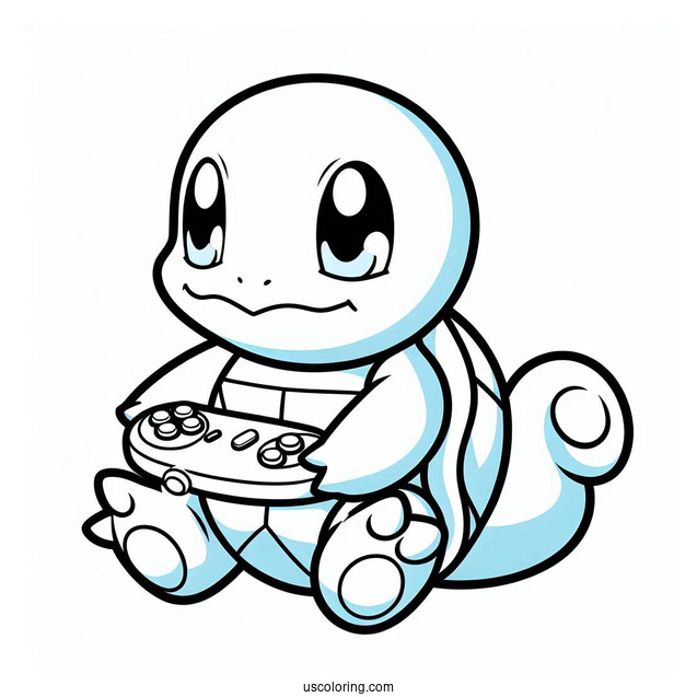 Squirtle Coloring Page Holding Game Boy