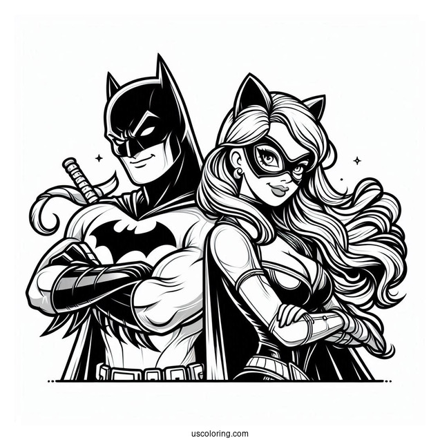 Batman And Catwoman Coloring Sheet
