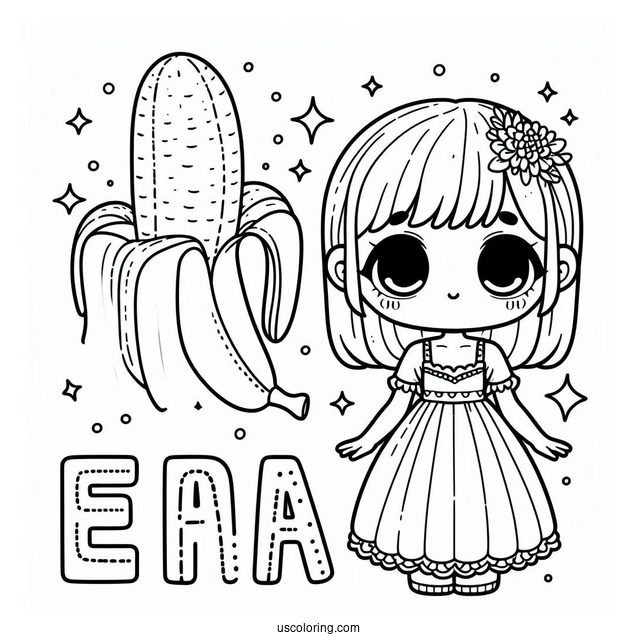 Eat Word Next To A Banana Coloring Page For Kids