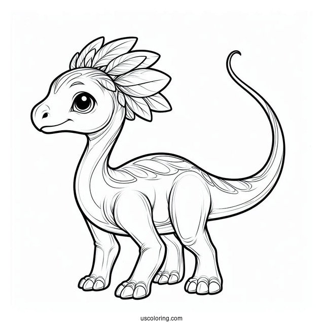 Cute Parasaurolophus Coloring Page For Kids