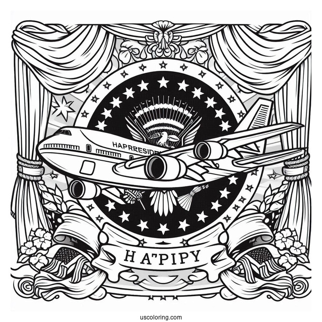 Happy President s Day Air Force One Plane Coloring Page