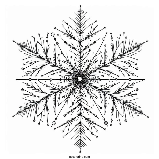 Stellar Dendrite Snowflake Coloring Page Outline