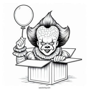 Pennywise Popping Out Of A Box Coloring Sheet