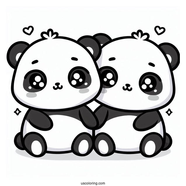 Two Cute Kawaii Pandas