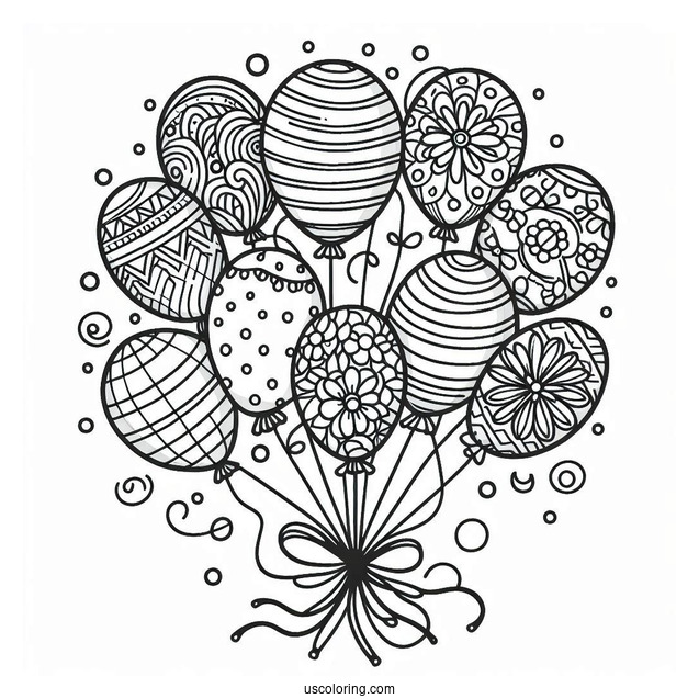 Assorted Balloons To Color For Kids